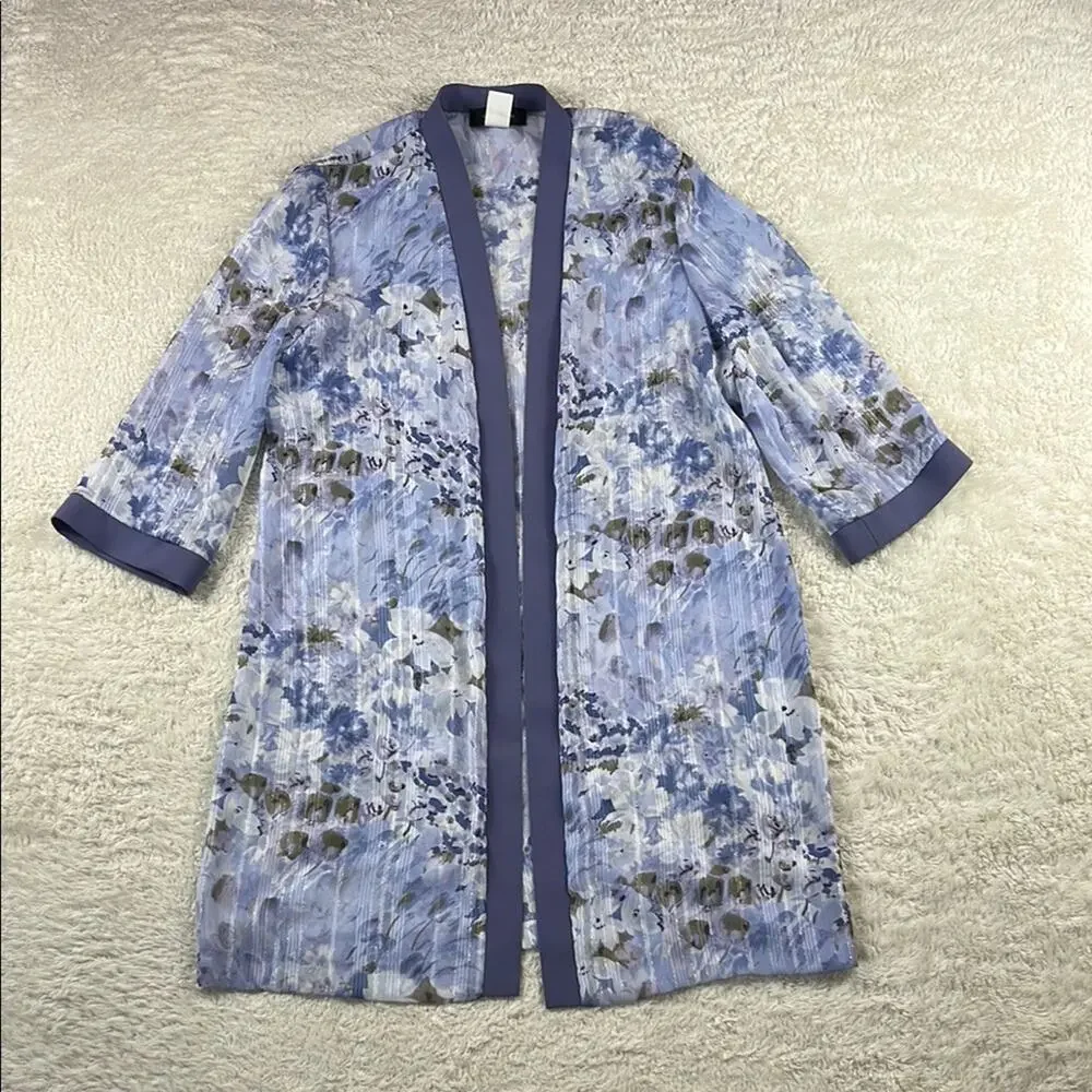 Vintage 90s R and M RIchards lilac purple floral‎ robe cardigan jacket, size 10